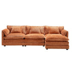 Canapé d'angle en chenille orange pour 3-4 personnes