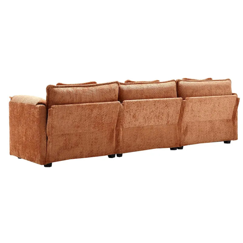 Canapé d'angle en chenille orange pour 3-4 personnes