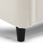 Canapé d'angle en L beige/gris/noir, tissu bouclette, 4 places avec pouf