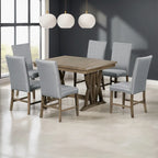 Ensemble table à manger extensible gris style milieu de siècle pour 6 personnes avec pieds croisés