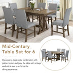 Ensemble table à manger extensible gris style milieu de siècle pour 6 personnes avec pieds croisés