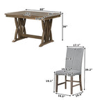 Ensemble table à manger extensible gris style milieu de siècle pour 6 personnes avec pieds croisés
