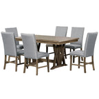 Ensemble table à manger extensible gris style milieu de siècle pour 6 personnes avec pieds croisés