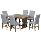 Ensemble table à manger extensible gris style milieu de siècle pour 6 personnes avec pieds croisés