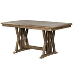 Ensemble table à manger extensible gris style milieu de siècle pour 6 personnes avec pieds croisés