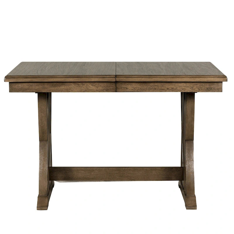 Ensemble table à manger extensible gris style milieu de siècle pour 6 personnes avec pieds croisés