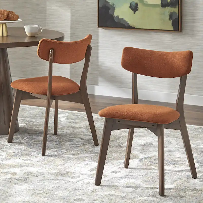 Chaise de salle à manger du milieu du siècle, Beige / Orange automne / Gris foncé / Vert concombre, Lot de 2