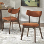 Chaise de salle à manger du milieu du siècle, Beige / Orange automne / Gris foncé / Vert concombre, Lot de 2