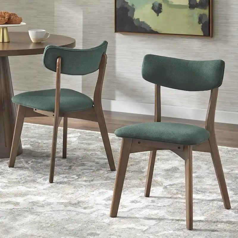 Chaise de salle à manger du milieu du siècle, Beige / Orange automne / Gris foncé / Vert concombre, Lot de 2