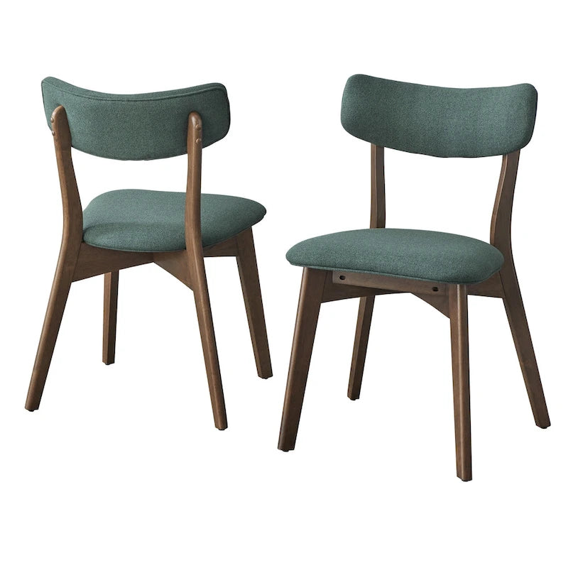 Chaise de salle à manger du milieu du siècle, Beige / Orange automne / Gris foncé / Vert concombre, Lot de 2