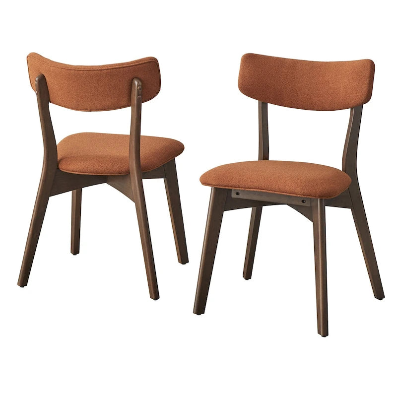 Chaise de salle à manger du milieu du siècle, Beige / Orange automne / Gris foncé / Vert concombre, Lot de 2
