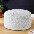 Pouf ottoman rond en fausse fourrure grise/beige – 1 à 2 places