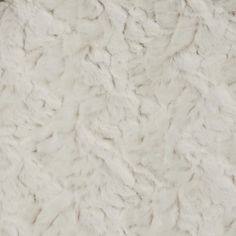 Pouf ottoman rond en fausse fourrure grise/beige – 1 à 2 places
