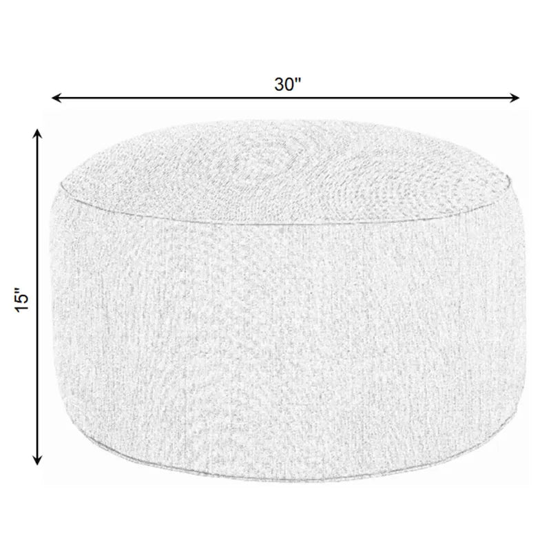 Pouf ottoman rond en fausse fourrure grise/beige – 1 à 2 places
