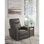 Fauteuil inclinable électrique moderne marron/gris, 1 place, avec têtière réglable