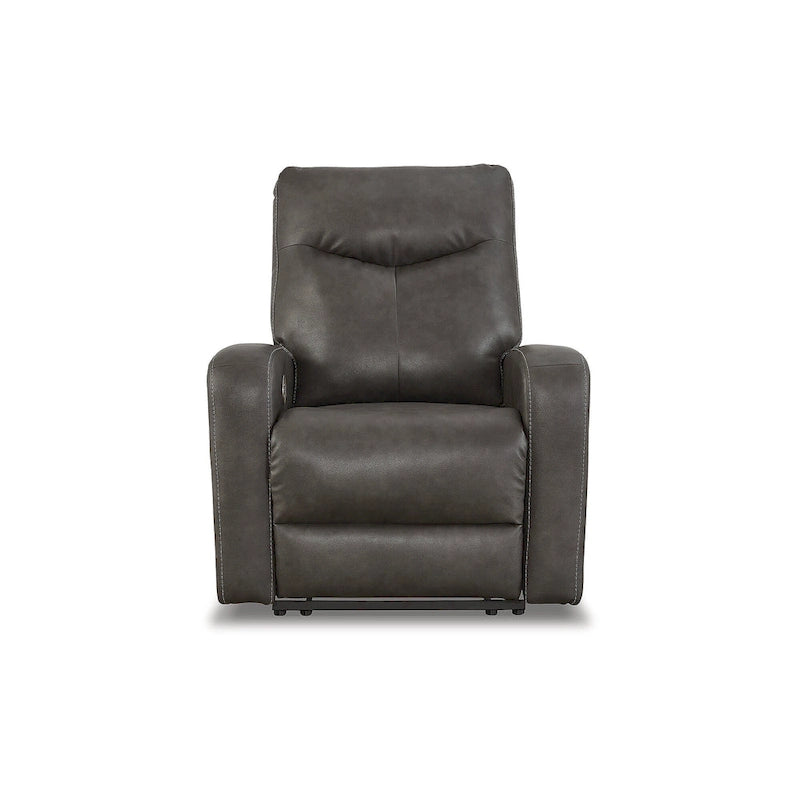 Fauteuil inclinable électrique moderne marron/gris, 1 place, avec têtière réglable