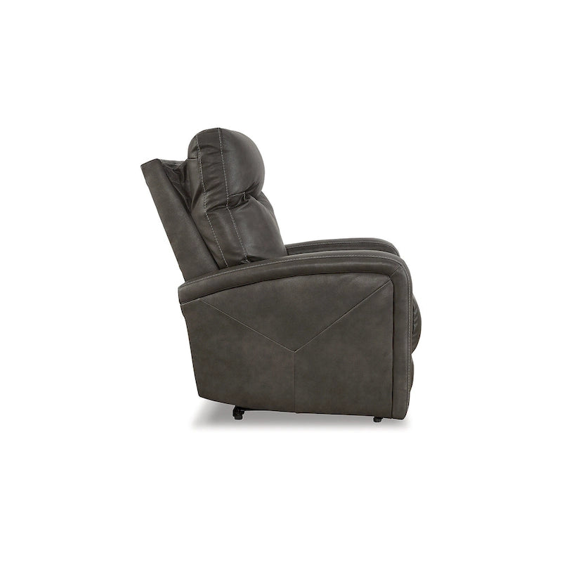 Fauteuil inclinable électrique moderne marron/gris, 1 place, avec têtière réglable