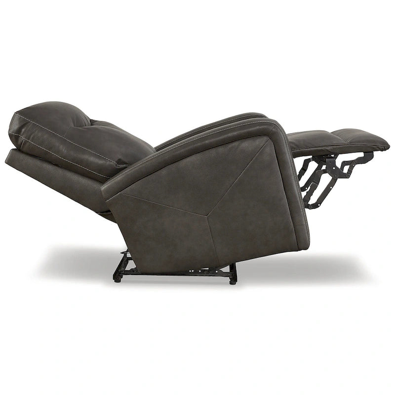 Fauteuil inclinable électrique moderne marron/gris, 1 place, avec têtière réglable
