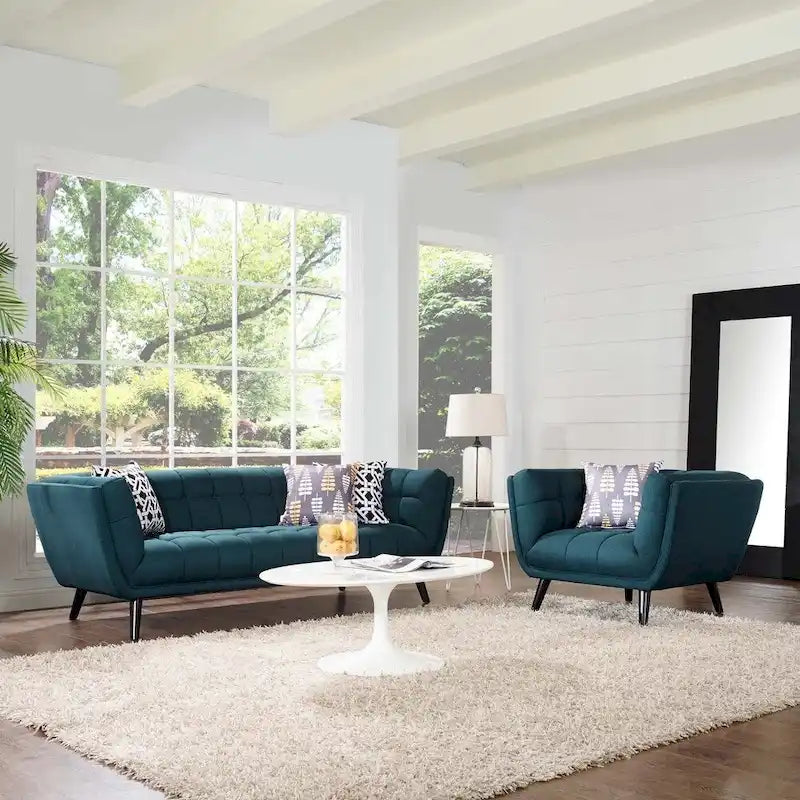 Ensemble canapé et fauteuil rembourrés en tissu 2 pièces Bestow