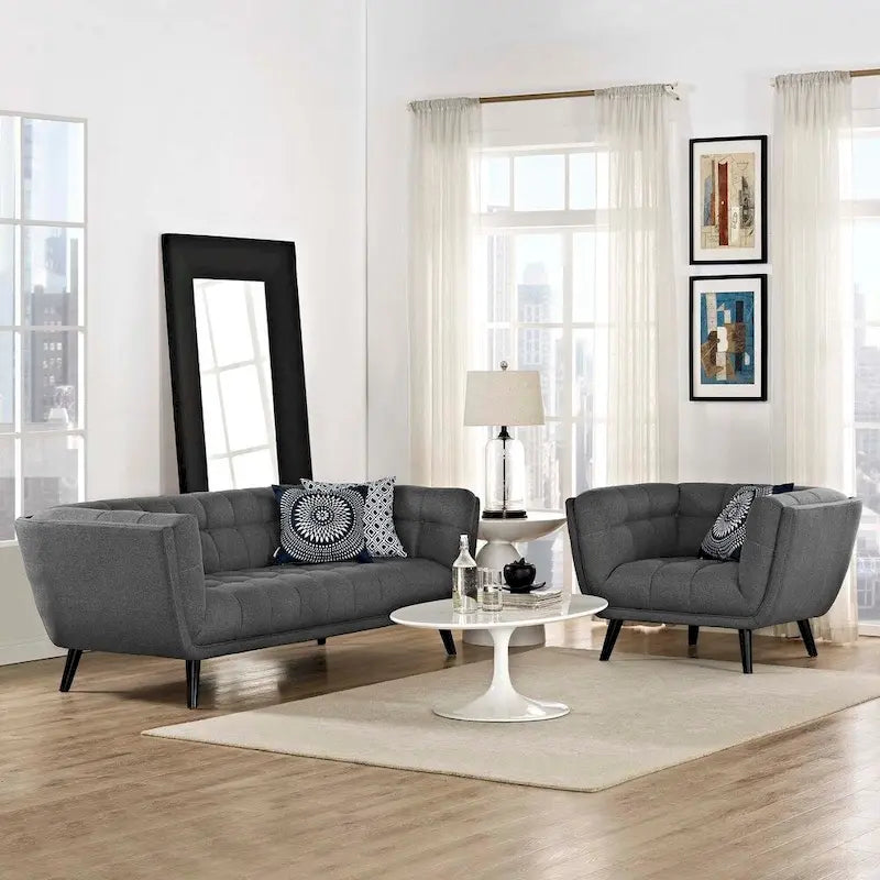 Ensemble canapé et fauteuil rembourrés en tissu 2 pièces Bestow