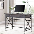 Grey 1 Drawer Metal and Wood Writing/Computer Desk