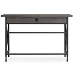 Bureau d'écriture industriel moderne gris, 1 tiroir, usage individuel