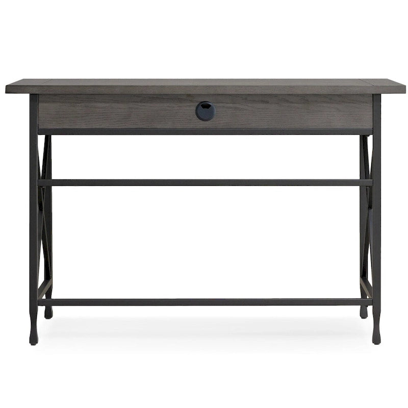 Bureau d'écriture industriel moderne gris, 1 tiroir, usage individuel