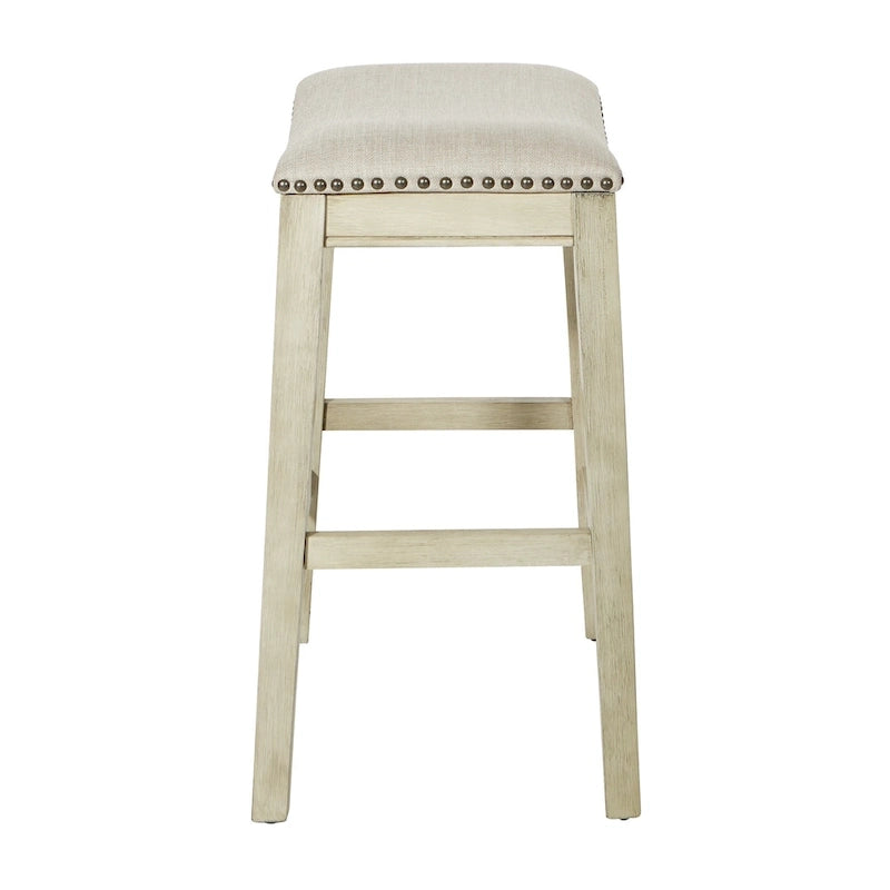 Tabouret de bar selle OSP Home Furnishings Metro antique blanc et beige, rembourré, de 61 cm (ensemble de 2)