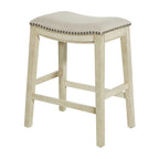Tabouret de bar selle OSP Home Furnishings Metro antique blanc et beige, rembourré, de 61 cm (ensemble de 2)
