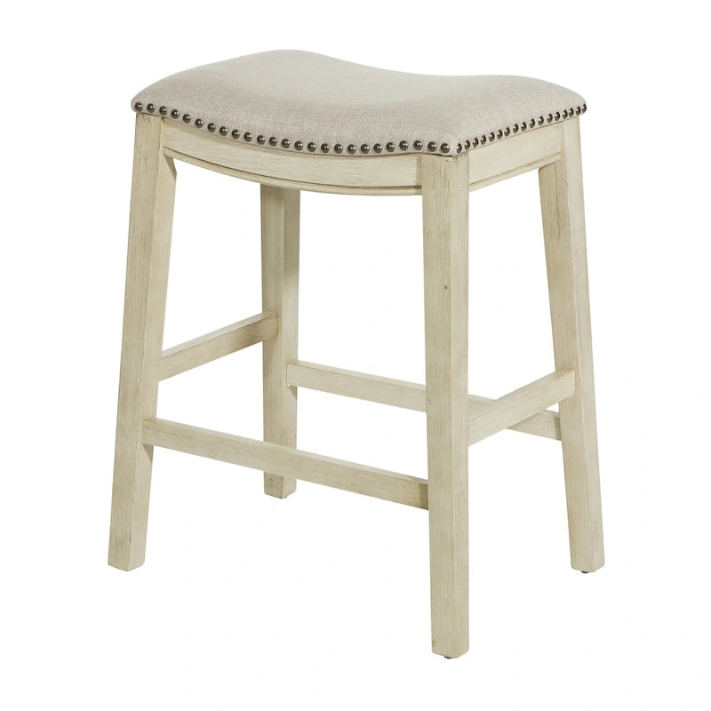 Tabouret de bar selle OSP Home Furnishings Metro antique blanc et beige, rembourré, de 61 cm (ensemble de 2)