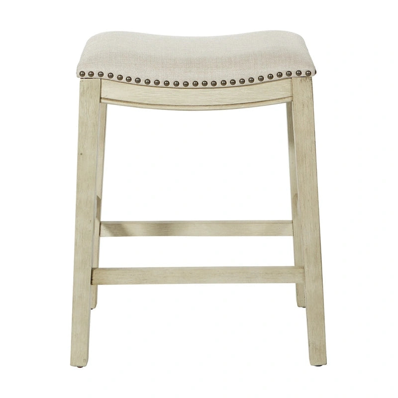 Tabouret de bar selle OSP Home Furnishings Metro antique blanc et beige, rembourré, de 61 cm (ensemble de 2)