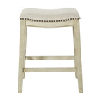 Tabouret de bar selle OSP Home Furnishings Metro antique blanc et beige, rembourré, de 61 cm (ensemble de 2)