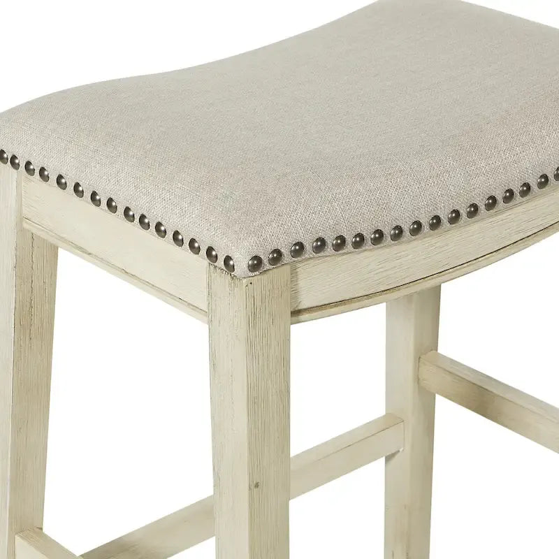 Tabouret de bar selle OSP Home Furnishings Metro antique blanc et beige, rembourré, de 61 cm (ensemble de 2)