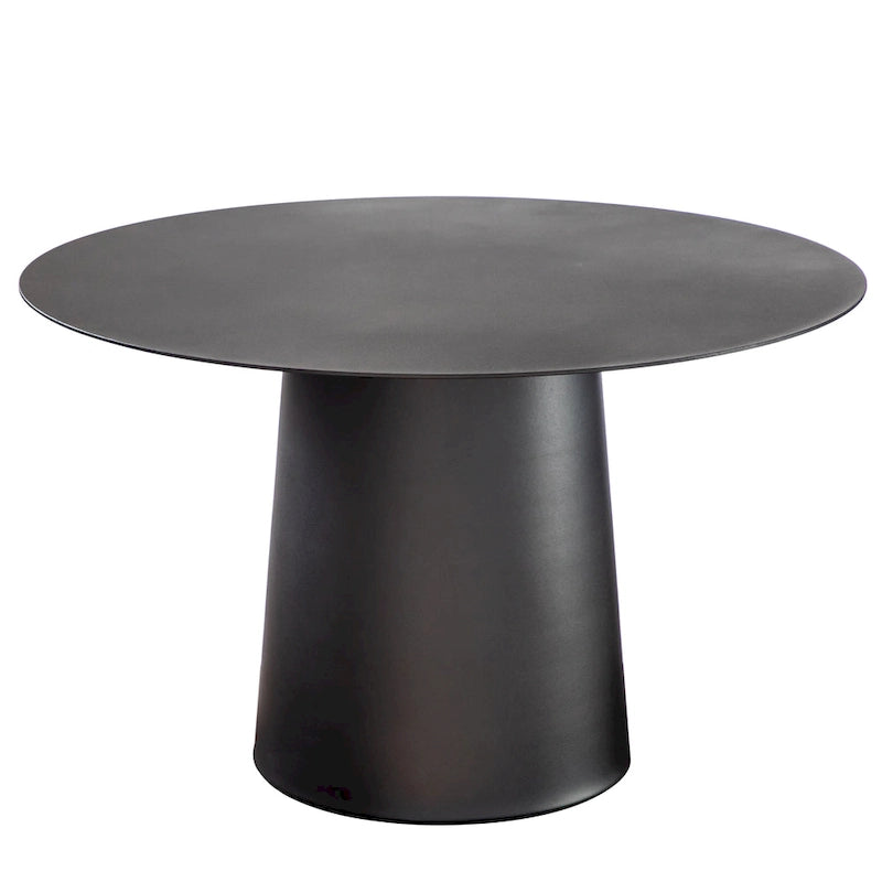 Table basse ronde en fer forgé noir, simple, intérieur/extérieur