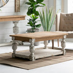 Table basse rectangulaire en bois blanc antique, 1 personne