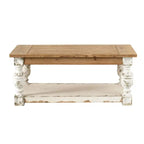 Table basse rectangulaire en bois blanc antique, 1 personne