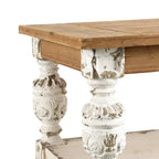 Table basse rectangulaire en bois blanc antique, 1 personne