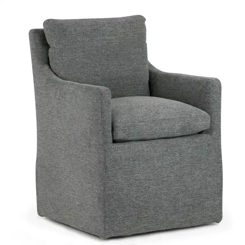 Fauteuil d'appoint en tissu gris Axel avec plumes et duvet