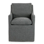 Fauteuil d'appoint en tissu gris Axel avec plumes et duvet