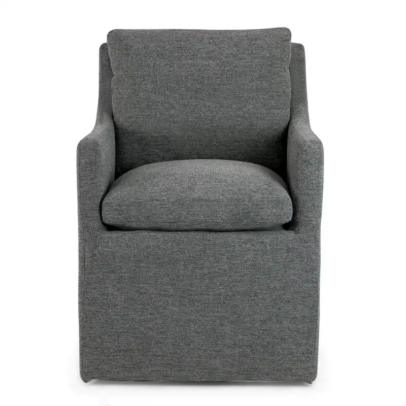 Fauteuil d'appoint en tissu gris Axel avec plumes et duvet
