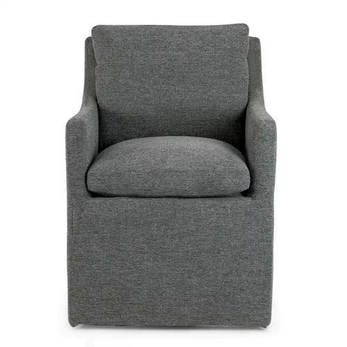 Fauteuil d'appoint en tissu gris Axel avec plumes et duvet