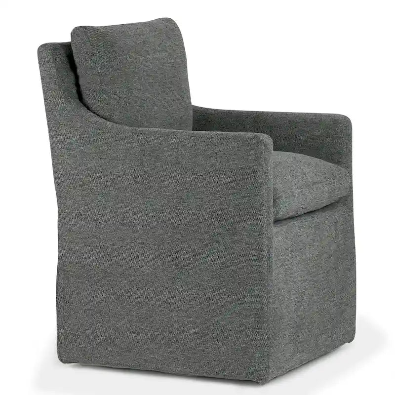 Fauteuil d'appoint en tissu gris Axel avec plumes et duvet
