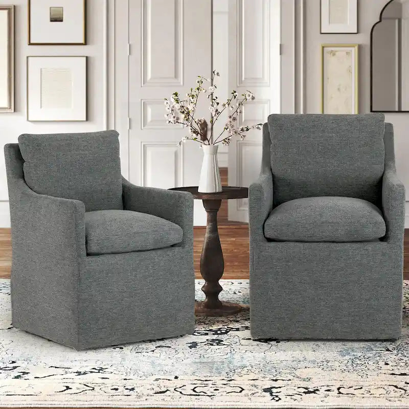 Fauteuil d'appoint en tissu gris Axel avec plumes et duvet