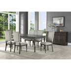 Table à manger rectangulaire gris-brun, pour 8 personnes, avec tiroirs de rangement