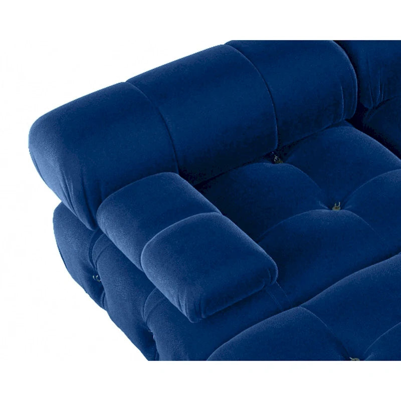 Canapé sectionnel 6 places en velours en forme de U, 4 sièges avec 2 poufs