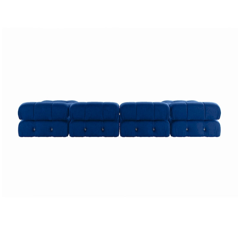 Canapé sectionnel 6 places en velours en forme de U, 4 sièges avec 2 poufs