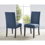 Chaises de salle à manger en tissu clouté bleu / gris / havane, lot de 2