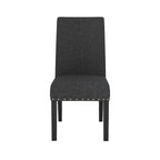 Chaises de salle à manger en tissu clouté bleu / gris / havane, lot de 2