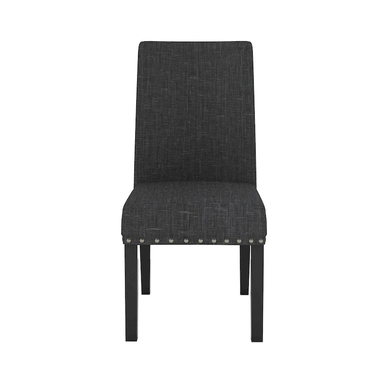 Chaises de salle à manger en tissu clouté bleu / gris / havane, lot de 2