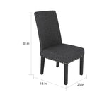 Chaises de salle à manger en tissu clouté bleu / gris / havane, lot de 2